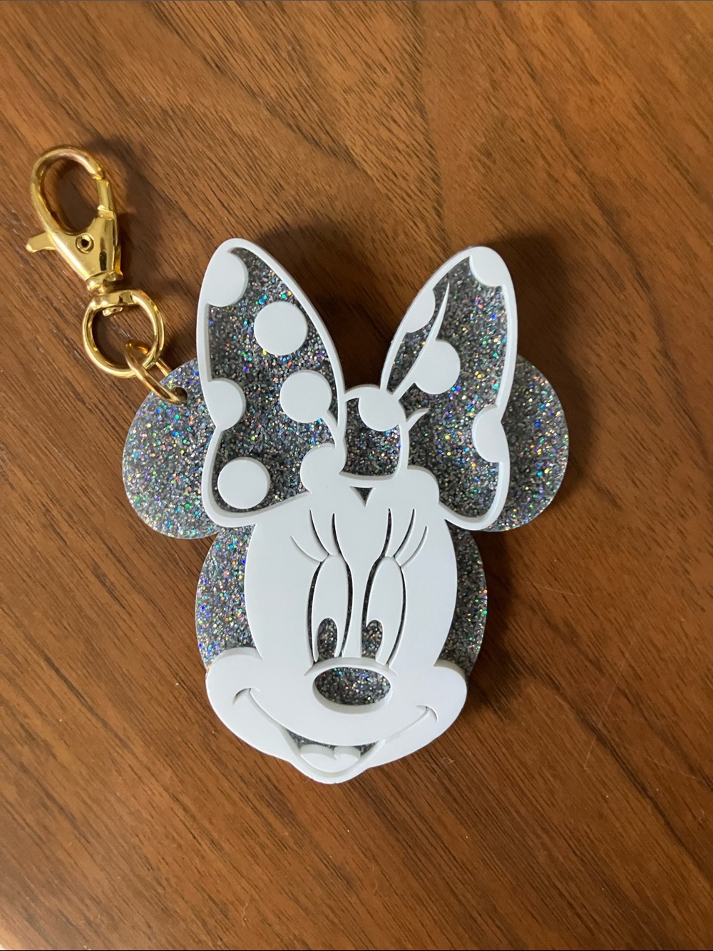 Stoney Clover Lane Silver Glitter Minnie Mouse Keychain Charm